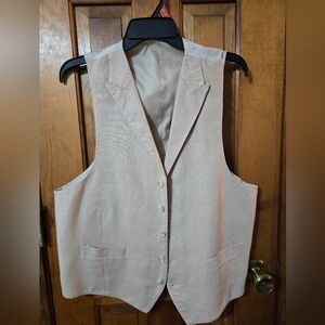Beige Button-Up Notched Lapel Vest